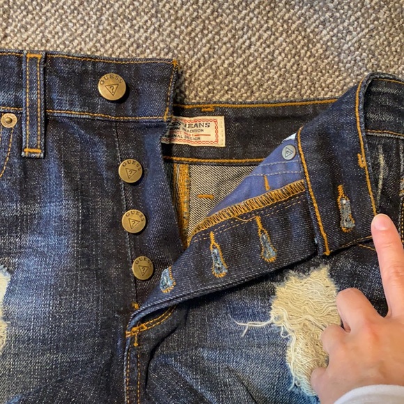 Guess High-Waisted Ripped Jean Shorts - Picture 6 of 7